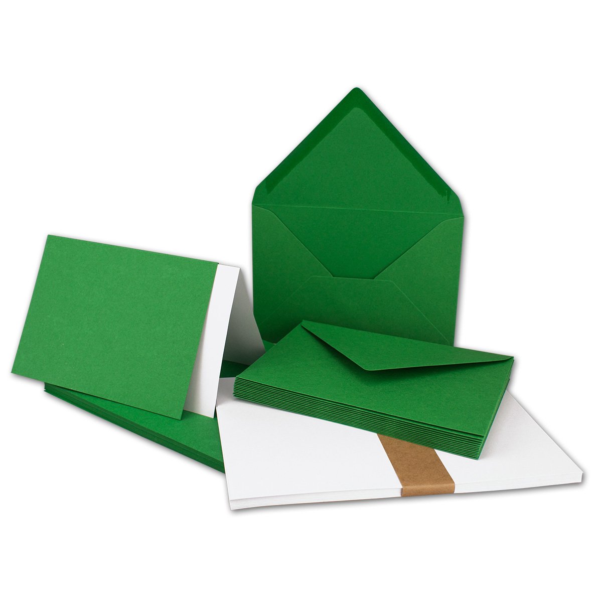 "FarbenFroh by GUSTAV NEUSER" 25x folding card set DIN A6/C6 with envelopes in fir green including insert 14.8 x 10.5 cm Premium quality FarbenFroh