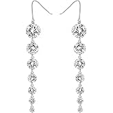UDYLGOON Sparkly Imitation CZ Diamond Long Dangle Earrings for Women, Bride Bridesmaid Wedding Prom Earrings Hypoallergenic Gift