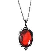 najdeiuyt Gothic Necklace Blood Red Goth Vampire Necklace Pendant Crystal Cameo Vintage Halloween Jewelry for Women Costume Accessories