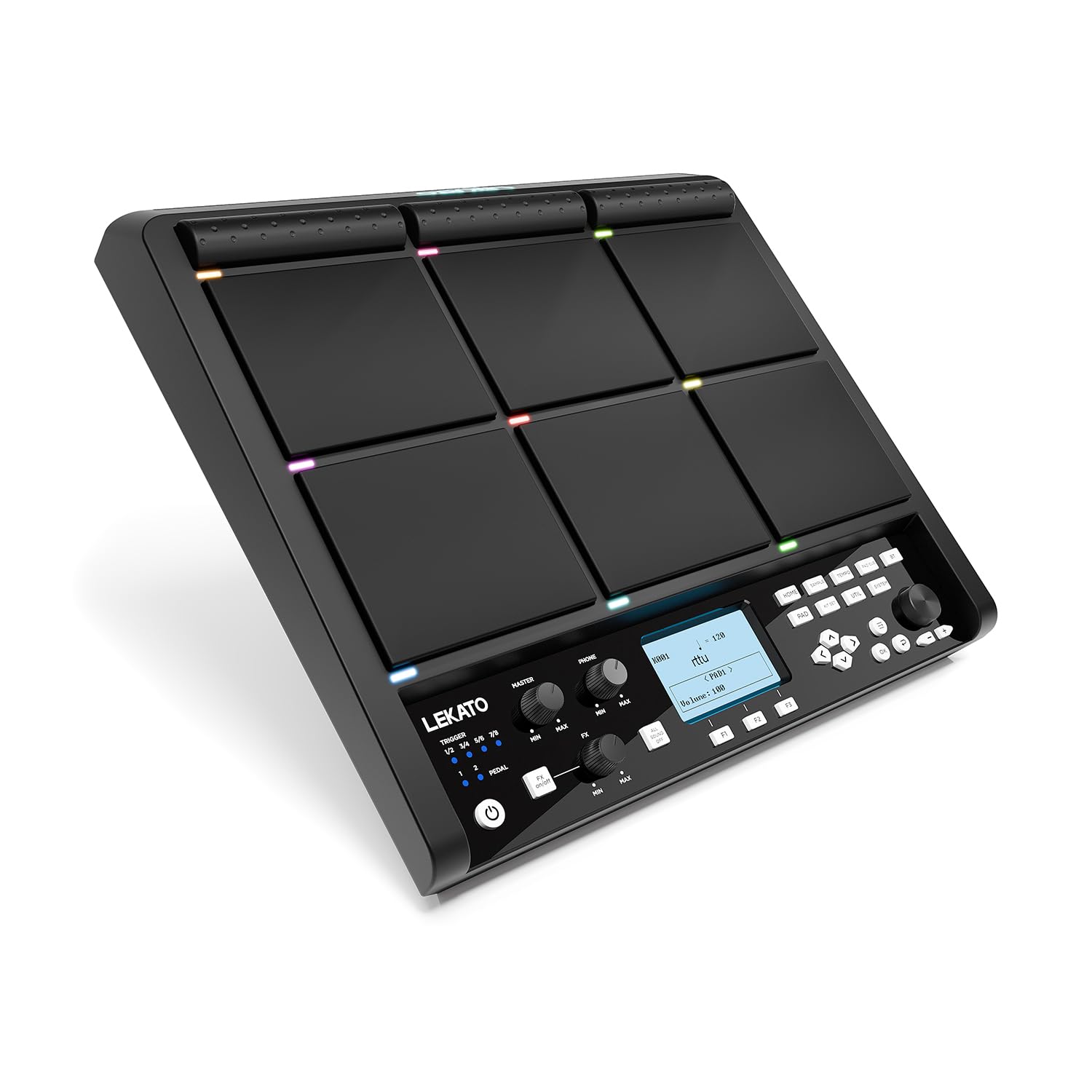 Photo 1 of LEKATO Percussion Sample Pad, Electric Drum Pad with 9 Velocity-Sensitive Drum Pad, 1,000+ Sounds, 32GB Internal Memory, Bluetooth, Drum Set Pad Multipad with MIDI, 24 FX, 4 Trigger Inputs