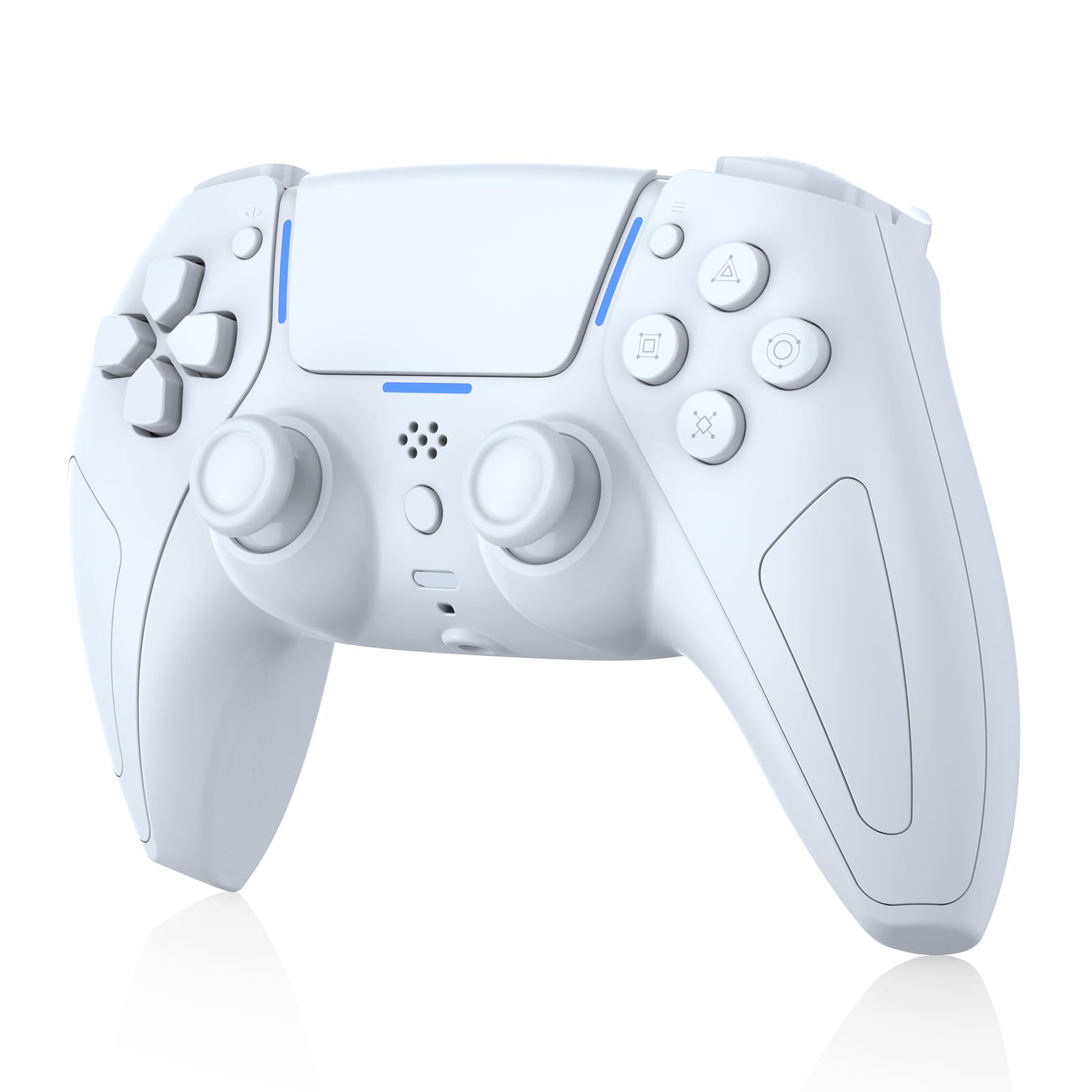 Photo 1 of JDDWIN LED Wireless Gaming Controller for PS5/PC/Android/IOS/MAC/Steam Deck,Hall Effect, Bluetooth, 3.5mm Audio Jack, Dual Vibration, 6-Axis Motion Contro Gamepad with Speaker (White)