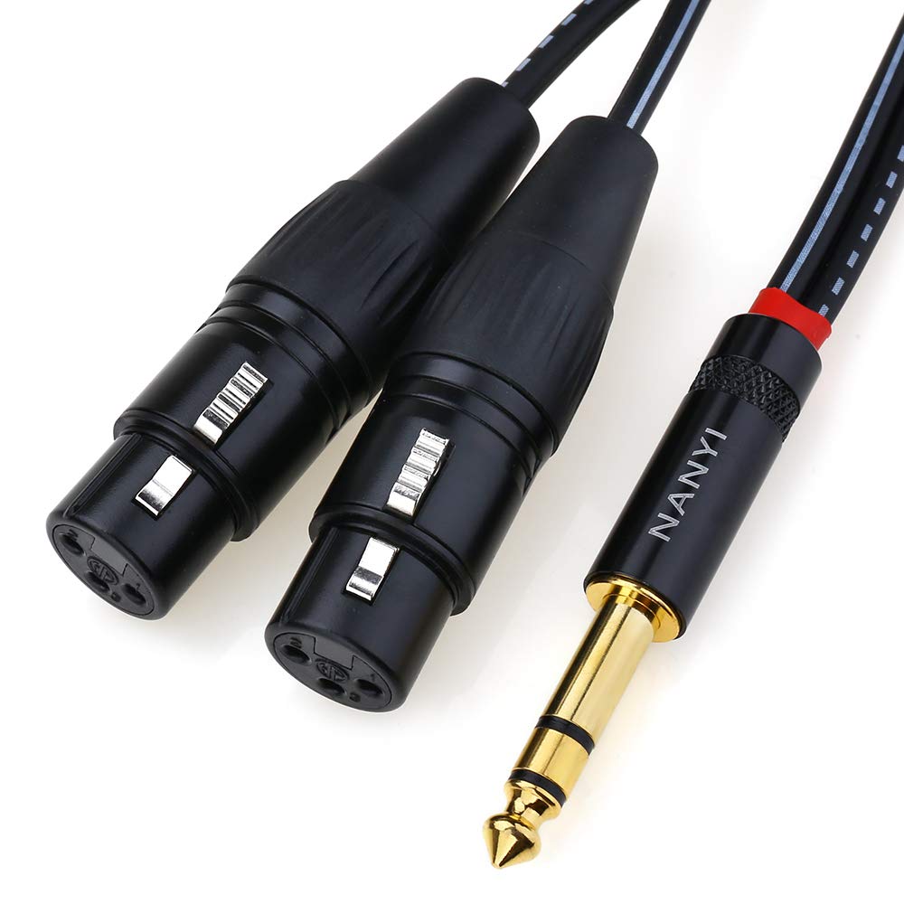 NANYI 6.35mm To 2XLR microphone splitter audio Cables TRS Stereo Male to Two XLR Male Interconnect Audio Microphone Cable, Y Splitter Adapter Cable - 3Meters