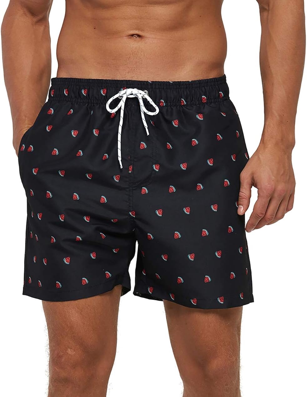 SILKWORLD Men's Swim Trunks Quick Dry Athletic Swimwear Shorts with Mesh Lining and Pockets: Clothing