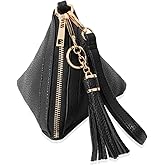Triangle Vegan Leather Wristlet Clutch Purse Handbag - Pyramid Evening Cocktail Pouch Wallet Detachable Strap & Tassel Charm