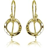 Sterling Silver Polished Small Circle Frontal Hoop Dangle Earrings