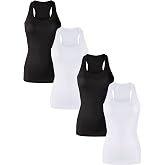 Sugar Sunday Cotton Ribbed Racerback Tank Tops for Women Basic Workout Athletic Tanks Gym Tank Top Yoga Shirts Pack 1-4