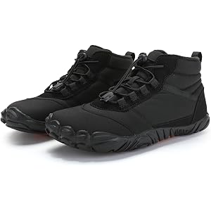 Men's Mid-Top Barefoot Hiking Boots, Non-Slip Wide Toe Box Minimalist Shoes, Lightweight Elastic Lace Outdoor Trekking Footwe