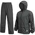 COOFANDY Men's Rain Suit 2 Piece Waterproof Breathable Rain Gear Lightweight Rain Jacket Pants Rainwear Suit