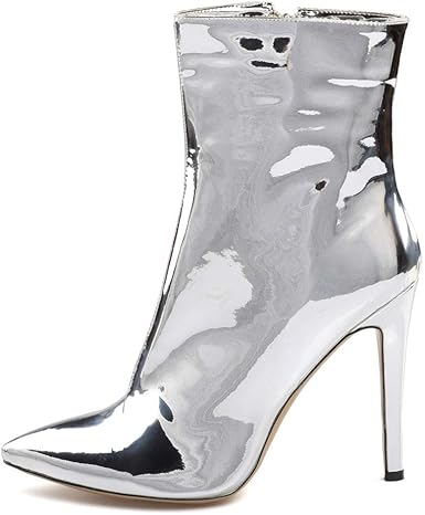 ladies silver ankle boots