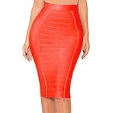 Nayssi Women's High Waist Wear to Work Pencil Skirt Bandage Bodycon Midi Skirt