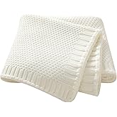 Neiwech Baby Blanket Knit Cozy Soft Lightweight Crib Stroller Nursery Receiving Swaddling Blankets for Newborn Infants Boys Girls White 30x40 Inch