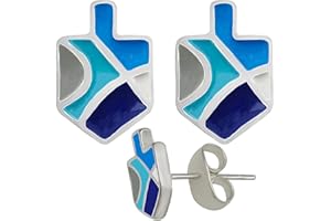 THE DREIDEL COMPANY Hanukkah Handpainted Enamel Stud Earrings, Dreidel Design