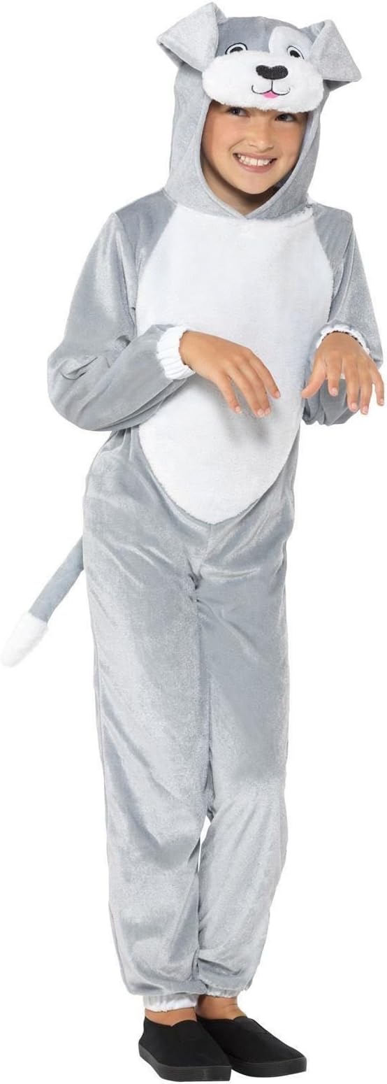 Fancy Dress VIP Large Kids Unisex Grey & White Dog Puppy Husky Animal Jumpsuit Costume