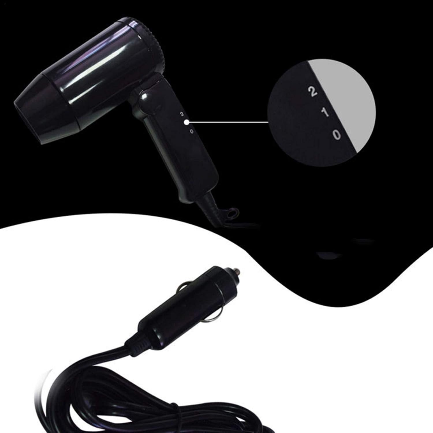 Amazon Co Jp 車内向け小型ヘアドライヤー 12vシガー電源専用 温風ドライヤー 折り畳み式 軽量コンパクト 風量2段階調整可能 霜取り用にも 車 バイク