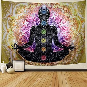 Lahasbja Seven Chakra Tapestry Yoga Meditation Tapestry Wall Hanging Colorful Mandala Wall Tapestry Indian Chakra Tapestries Decoration for Studio Room