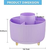 Marbrasse 360-Degree Rotating Desk Organiser with 5 Compartments Purple view 7