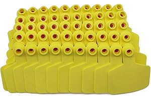 NOMAL Blank Cattle Ear Tags 100 Pieces Livestock Ear Tags for Cow Swine Sow Sheep (Yellow)