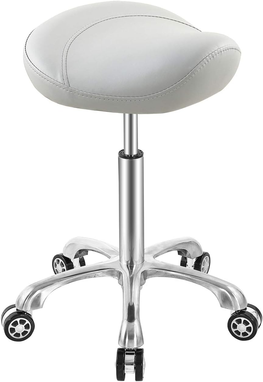 EASY LIFE Saddle Stool Rolling Chair Hydraulic Adjustable with Wheels for Office Home Salon Spa Studio (Black): Health & Personal Care