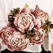 Ogrmar Vintage Artificial Peony Silk Flowers Bouquet for Decoration (Cameo Brown x2)