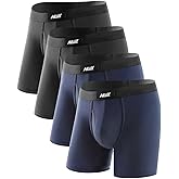 Nullktie Men's Boxer Briefs with Fly 4 Pack, Micro Modal Underwear with Pouch, No Ride Up