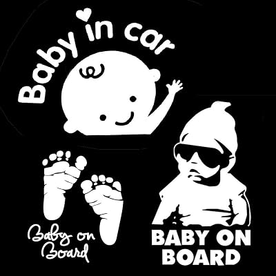 [TownStix] 3-in-1 Baby on Board Baby in Car Footprint Window Decal Pack