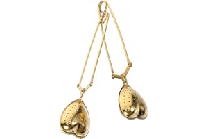 OATIPHO 2pcs Golden Stainless Steel Tea Strainer Ball with Handle Heart-Shaped Tea Infuser Filter at Home