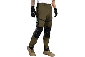 Ellobird Construction Work Pants for Men Cargo 4 Way Stretch Relaxed Fit Water Repellent Double Knee Work Utility