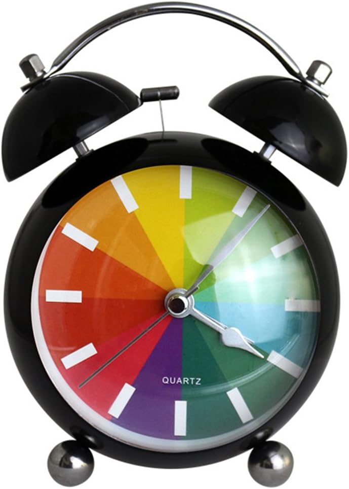Rainbow Kids Alarm Clock with Metal Twin Bell Loud Alarm,Night Lamp for