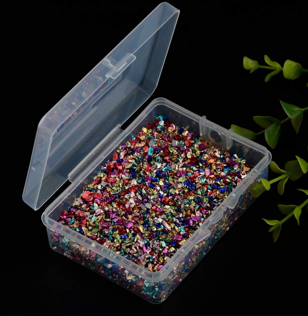 Crushed Glass Irregular Metallic Chips Sprinkles Chunky Glitter Multicolor 100g 2-4mm for Nail Arts Craft DIY Vase Filler Epoxy Resin Mold Scrapbooking Jewelry Making Decoration (Multicolor, 2-4mm)
