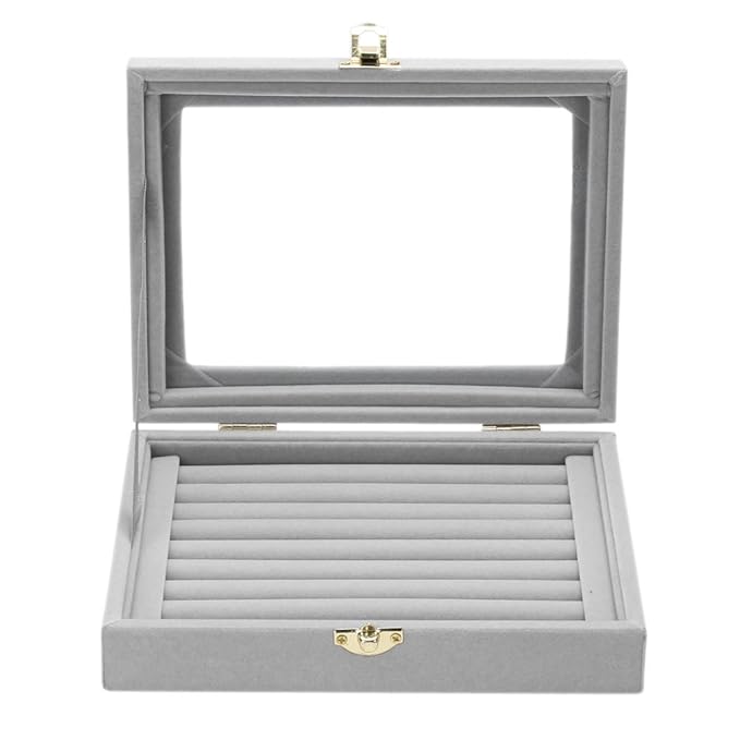 Akaddy Caja de almacenamiento de terciopelo para joyas, joyas, anillo, expositor, bandeja organizadora