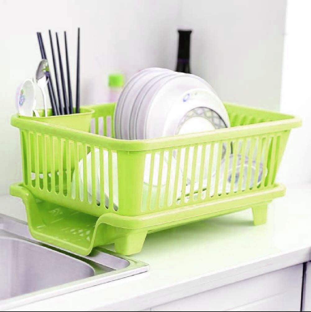 QUISTAL Trendy 3 in 1 Combo Kitchen Utensil Drainer Basket with Tray Dish, Vessel Drying Rack