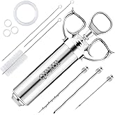 QPMR Meat Injector Syringe Kit, 2-oz Large Capacity Marinade Turkey Injector with 3pcs Stainless Steel Marinade Injector Need