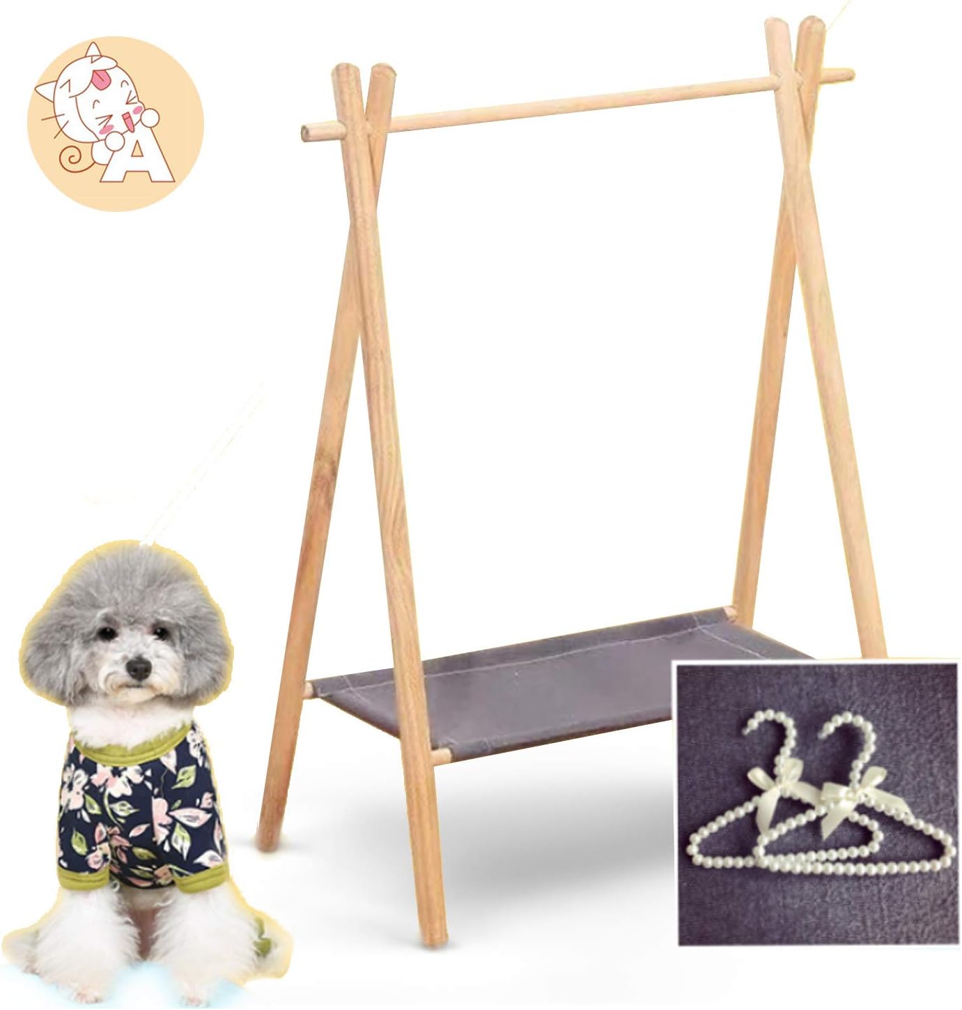 aleawol Dog Clothes Rack Pets Garment Racks Wooden Pet Clothes Drying