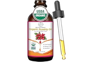 MMPANG Organic Rosehip Seed Oil for Face, USDA Certified, Cold Pressed, Unrefined, 100% Pure Natural Rose Hip Oil (1oz / 30ml) for Anti-Aging, Acne Scar Treatment, Skin & Hair Care, Gua Sha Massage