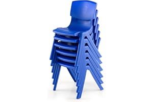 Axidou 6 Pack Premium 11" H Plastic Stackable School Chairs, Toddler and Kids Chair for Daycare, School, Outdoor, Home - Blue