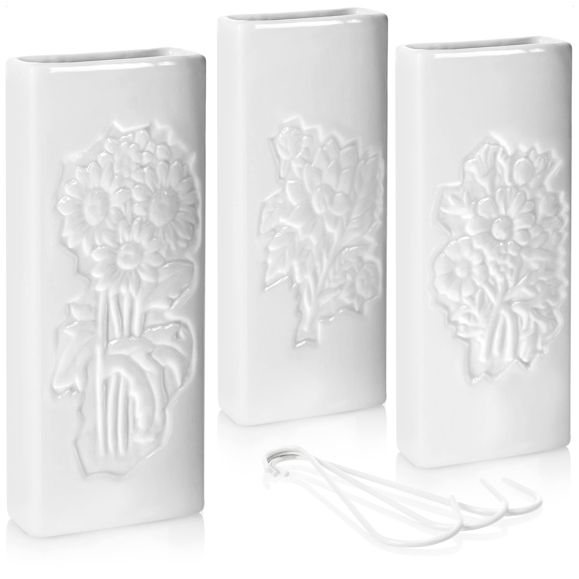 COM-FOUR® 3x ceramic air humidifier - radiator evaporator for humidifying the room air - water evaporator - heating evaporator with flower embossing (03 pieces - flower embossing)