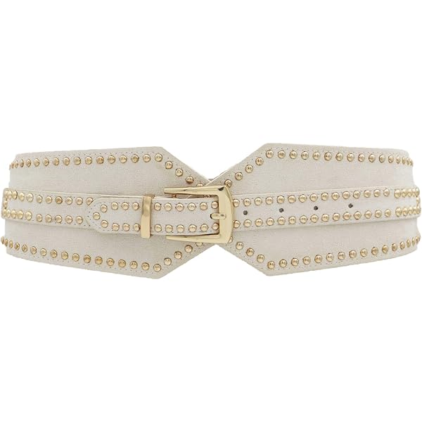 1724 Women\'s Elastic Skinny Belt Western Rivets Velvet Pu Leather Waist Western Velvet Belt: Vintage Thin Studded Waist Strap  main image 3