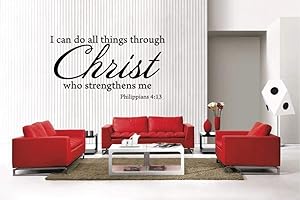 Newclew I Can Do All Things Through Christ Philippians 4:13 Removable Vinyl Wall Decal Home Décor (Large)