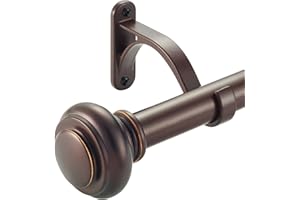 72-144 Inches Curtain Rods for Window, Vimayta 1 Inch Diameter Drapery Rod with Resin Finials, Ideal Adjustable Heavy Duty Si