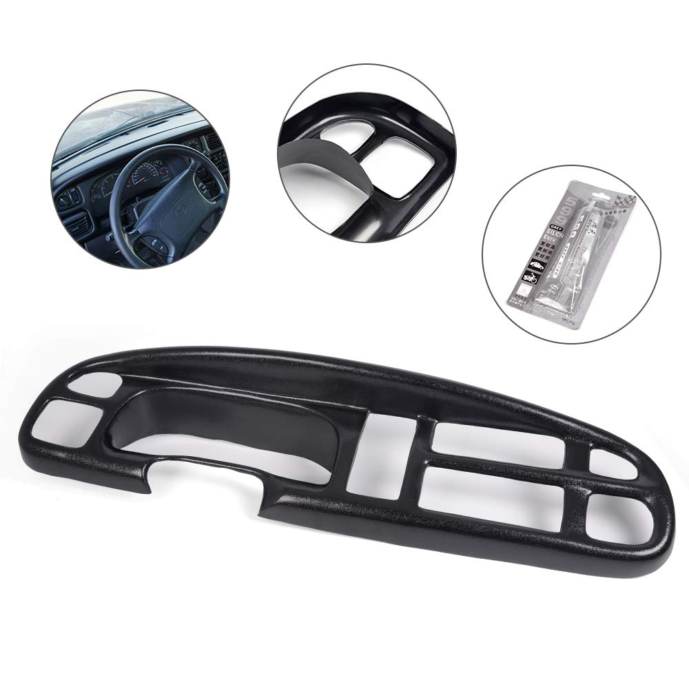 Compatible with 1998-2002 Dodge Ram 2500 3500/1998-2001 Dodge Ram 1500 Truck 2-1/2 Inch Lip Dash Board Bezel Cover Cap in Black (Not a Replacement, Does Not Have Clips)
