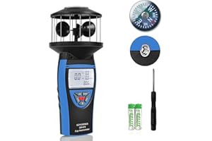 GOYERRNES Handheld Cup Anemometer with Compass, 93MPH Digital Wind Speed Meter, CFM Air Flow Wind Velocity Measuring Device Gauges for Outdoor Sailing Surfing Drone Flying HVAC