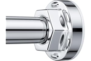 FOJELD Shower Curtain Rod 27-79 Inches, Adjustable Tension Shower Rod No Drilling, No Slip, Spring Tension Curtain Rod for Bathroom Kitchen Closet Windows - Silver