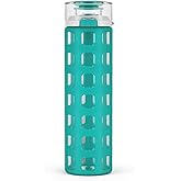 Ello Syndicate 20oz Reusable Glass Water Bottle with One-Touch Leak Proof Flip Lid and Protective Non-Slip Silicone Sleeve and Carry Loop for Coffee, Tea and Water, BPA-free, Dishwasher Safe, Mint