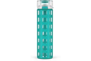 Ello Syndicate 20oz Reusable Glass Water Bottle with One-Touch Leak Proof Flip Lid and Protective Non-Slip Silicone Sleeve and Carry Loop for Coffee, Tea and Water, BPA-free, Dishwasher Safe, Mint