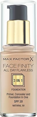 Max factor - All day flawless 3 in 1 foundation, base de maquillaje, 50 natural