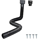 Prestantious 7ft Long Gutter Downspout Extensions Downspout Extender Pipe | 3.1" OD Drainage Pipe for 2"&times;3" Downspout and 3"&times;4" Downspout,Flexible Corrugated Pipe Stretched Length 7ft,Black,1-Pack