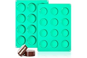 Webake Cake Puck Mold Set, 12-Cavity Silicone Molds for Chocolate Covered Desserts, DIY Cake Cores, BPA Free, 2Pcs