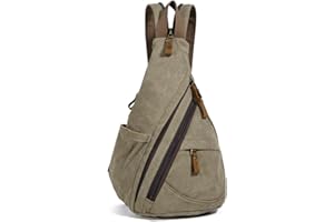 KL928 Canvas Sling Bag - Small Crossbody Backpack Shoulder Casual Daypack Rucksack for Men Women(Large Version)