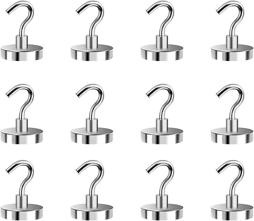 Amazon 12個セット マグネットフック 金属製 直径1 6 Cm 収納小物 便利グッズ キッチン用 オフィス用 壁面装飾 引っ掛け マグネット キッチンツールフック オンライン通販