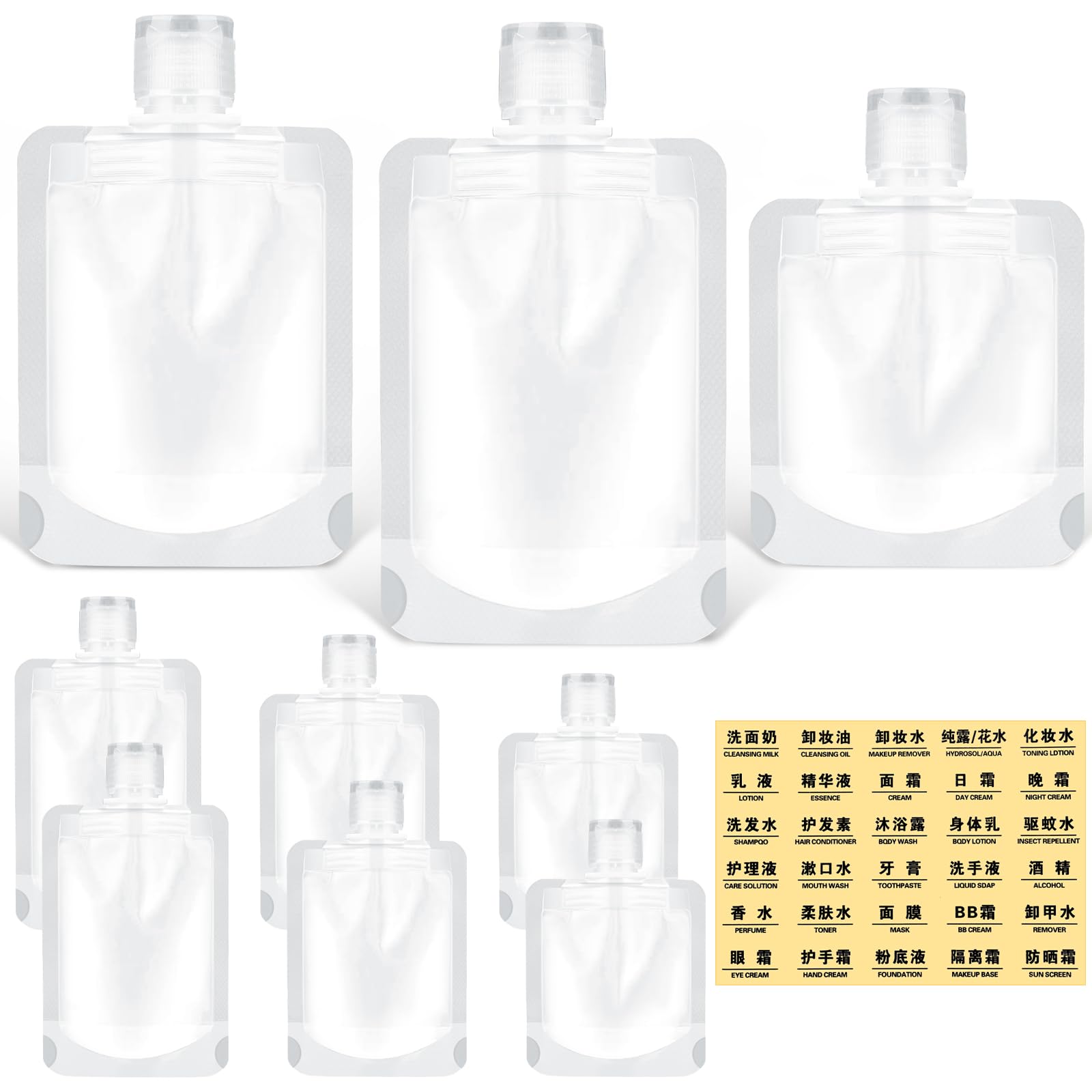 Apausvcm 9Pcs Travel Pouches for Toiletries, TSA Approved, Reusable, Transparent, 30ml/50ml/100ml, 9 Count